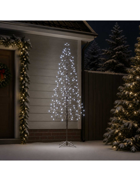 Albero di Natale con luci LED Nero 47 x 210 cm Acciaio 228 LED