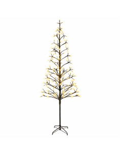 Albero di Natale con luci LED Nero 240 cm Acciaio 268 LED