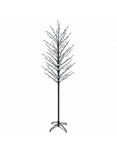 Albero di Natale con palline LED Nero 240 cm Acciaio 280 LED 2