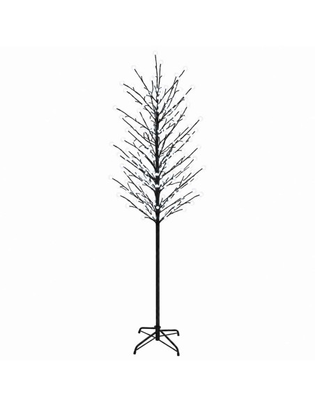 Albero di Natale con palline LED Nero 240 cm Acciaio 280 LED
