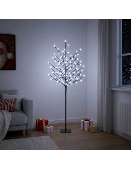 Albero di Natale con palline LED Nero 18 x 18 x 120 cm Acciaio