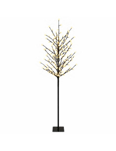 Albero di Natale con palline LED Nero 180 cm Acciaio 220 LED 2