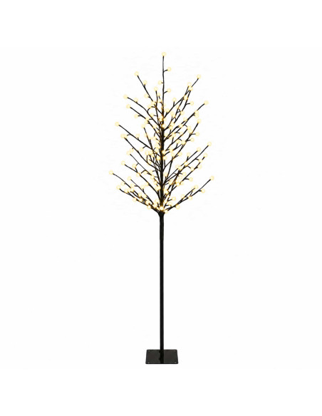 Albero di Natale con palline LED Nero 180 cm Acciaio 220 LED