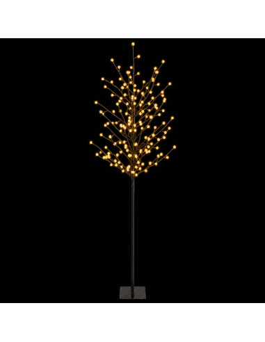 Albero di Natale con palline LED Nero 180 cm Acciaio 220 LED