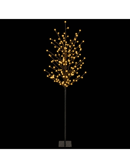Albero di Natale con palline LED Nero 180 cm Acciaio 220 LED