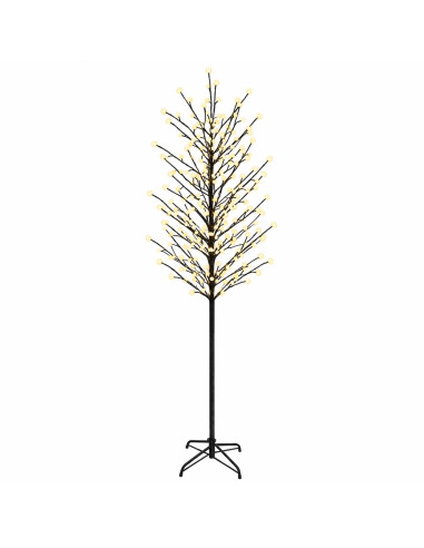 Albero di Natale con palline LED Nero 240 cm Acciaio 280 LED