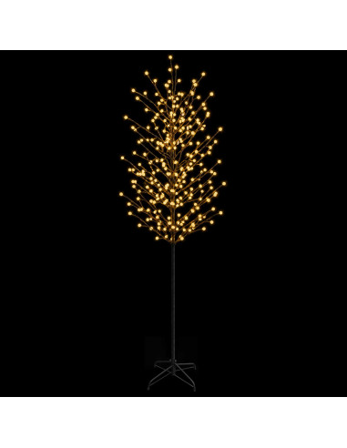 Albero di Natale con palline LED Nero 240 cm Acciaio 280 LED
