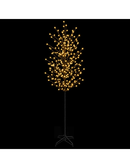 Albero di Natale con palline LED Nero 240 cm Acciaio 280 LED