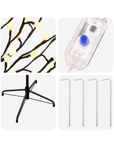 Albero di Natale con palline LED Nero 240 cm Acciaio 280 LED