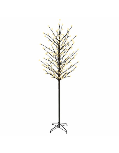 Albero di Natale con palline LED Nero 210 cm Acciaio 250 LED