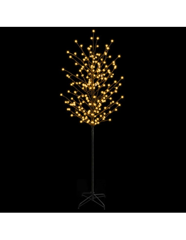Albero di Natale con palline LED Nero 210 cm Acciaio 250 LED