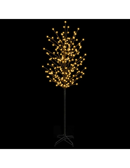 Albero di Natale con palline LED Nero 210 cm Acciaio 250 LED