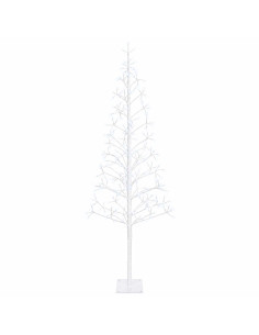 Albero di Natale con luci LED Bianco 180 cm Acciaio 196 LED 2