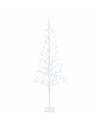 Albero di Natale con luci LED Bianco 180 cm Acciaio 196 LED