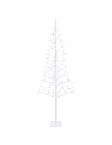 Albero di Natale con luci LED Bianco 180 cm Acciaio 196 LED