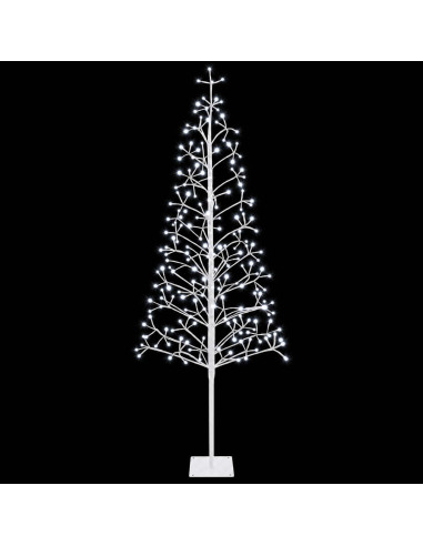 Albero di Natale con luci LED Bianco 180 cm Acciaio 196 LED