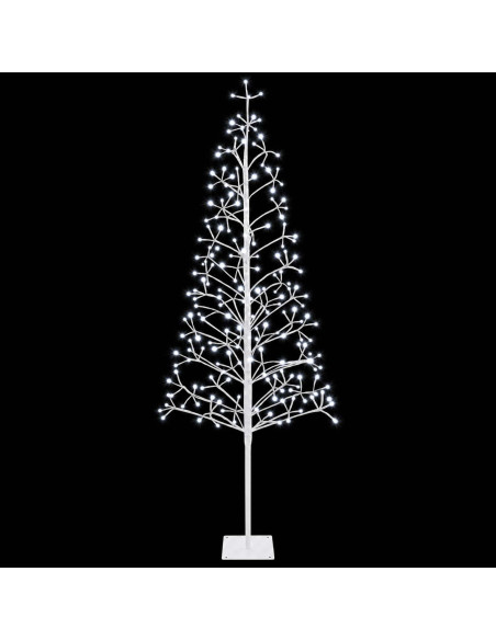 Albero di Natale con luci LED Bianco 180 cm Acciaio 196 LED
