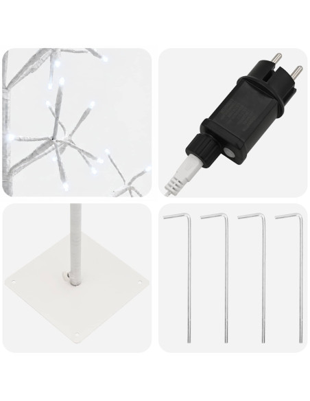 Albero di Natale con luci LED Bianco 180 cm Acciaio 196 LED