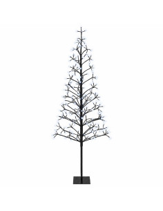 Albero di Natale con luci LED Nero 180 cm Acciaio 196 LED 2