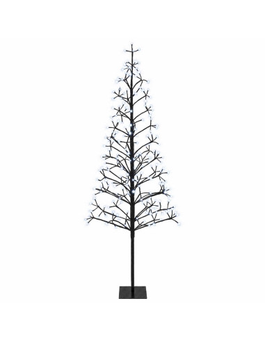 Albero di Natale con luci LED Nero 180 cm Acciaio 196 LED
