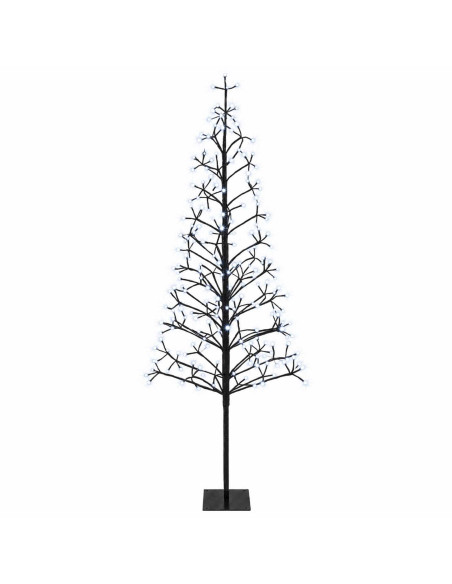 Albero di Natale con luci LED Nero 180 cm Acciaio 196 LED