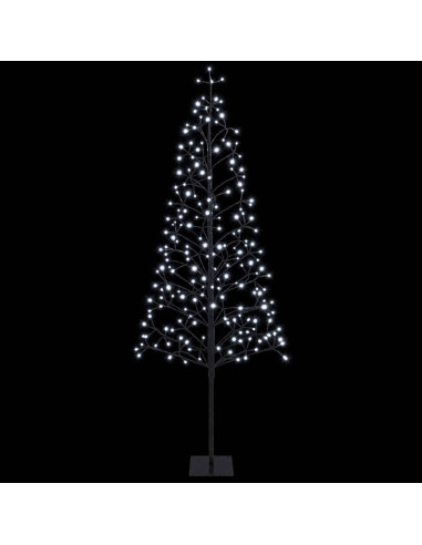 Albero di Natale con luci LED Nero 180 cm Acciaio 196 LED