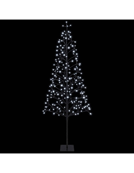 Albero di Natale con luci LED Nero 180 cm Acciaio 196 LED