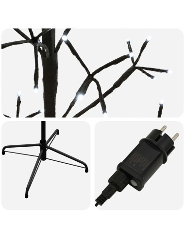 Albero di Natale con luci LED Nero 180 cm Acciaio 196 LED