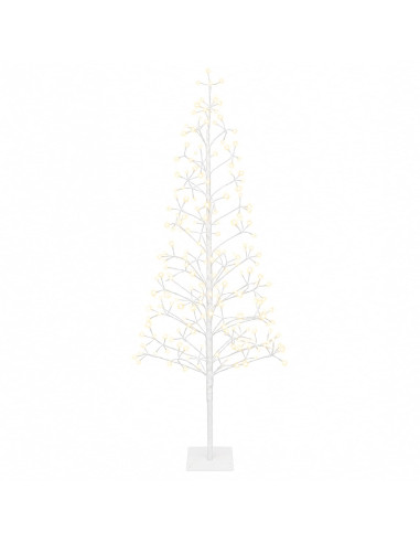Albero di Natale con luci LED Bianco 20 x 20 x 180 cm Acciaio