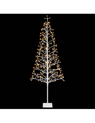 Albero di Natale con luci LED Bianco 20 x 20 x 180 cm Acciaio