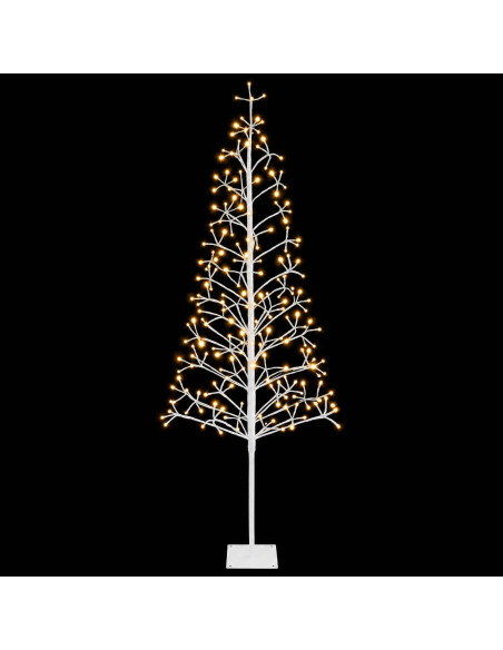 Albero di Natale con luci LED Bianco 20 x 20 x 180 cm Acciaio