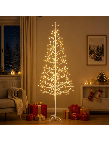 Albero di Natale con luci LED Bianco 47 x 240 cm Acciaio