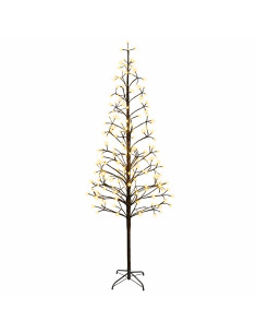 Albero di Natale con luci LED Nero 47 x 210 cm Acciaio 228 LED 2
