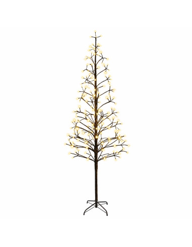 Albero di Natale con luci LED Nero 47 x 210 cm Acciaio 228 LED