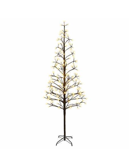 Albero di Natale con luci LED Nero 47 x 210 cm Acciaio 228 LED