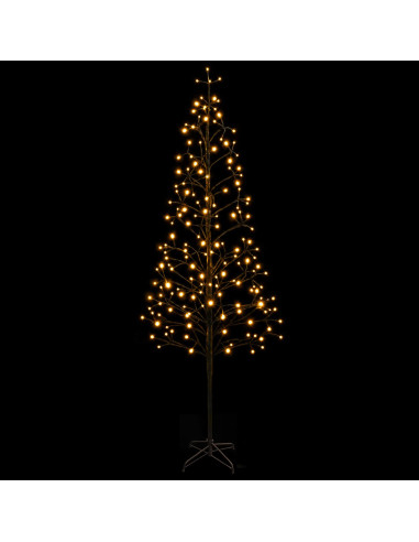 Albero di Natale con luci LED Nero 47 x 210 cm Acciaio 228 LED