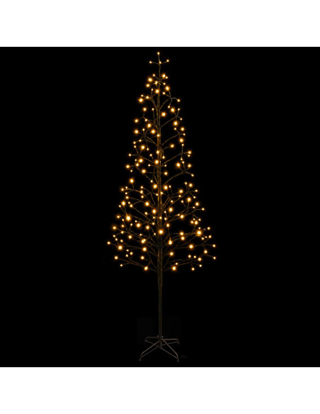 Albero di Natale con luci LED Nero 47 x 210 cm Acciaio 228 LED