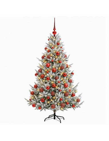 Albero di Natale artificiale con palline 210 cm 300 LED