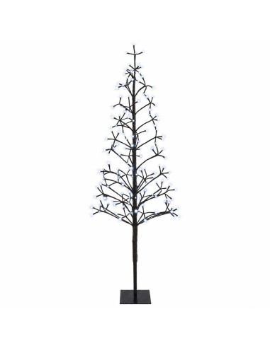 Albero di Natale con luci LED Nero 18 x 18 x 150 cm Acciaio