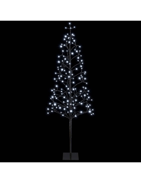 Albero di Natale con luci LED Nero 18 x 18 x 150 cm Acciaio