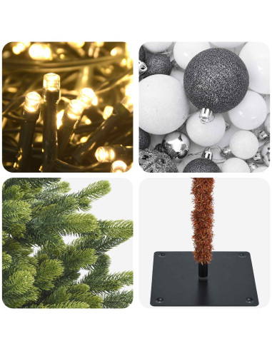 Albero di Natale artificiale con palline 180 cm 300 LED