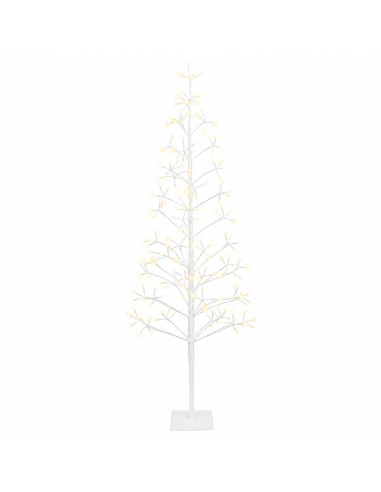 Albero di Natale con luci LED Bianco 18 x 18 x 150 cm Acciaio