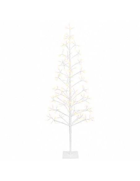 Albero di Natale con luci LED Bianco 18 x 18 x 150 cm Acciaio
