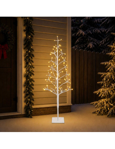 Albero di Natale con luci LED Bianco 18 x 18 x 150 cm Acciaio