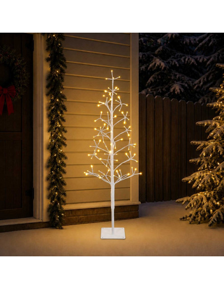 Albero di Natale con luci LED Bianco 18 x 18 x 150 cm Acciaio