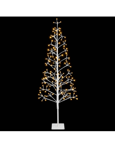 Albero di Natale con luci LED Bianco 18 x 18 x 150 cm Acciaio