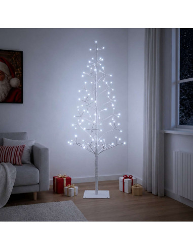 Albero di Natale con luci LED Bianco 18 x 18 x 120 cm Acciaio