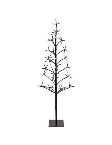 Albero di Natale con luci LED Nero 18 x 18 x 120 cm Acciaio
