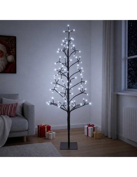 Albero di Natale con luci LED Nero 18 x 18 x 120 cm Acciaio