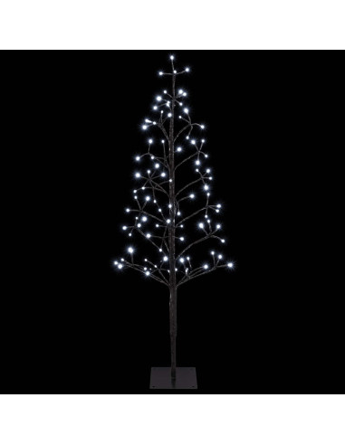 Albero di Natale con luci LED Nero 18 x 18 x 120 cm Acciaio